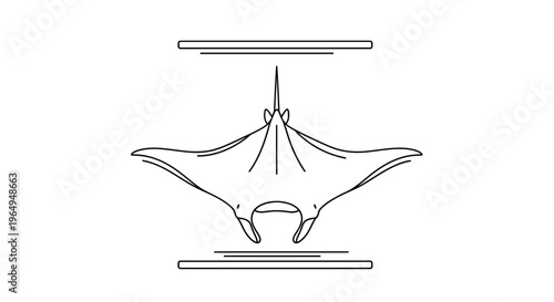 Elegant minimalist continuous line art illustration of a graceful ocean manta ray design