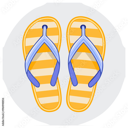 Cartoon Illustration of Striped Flip Flops for Summer Vacation Graphic Designs