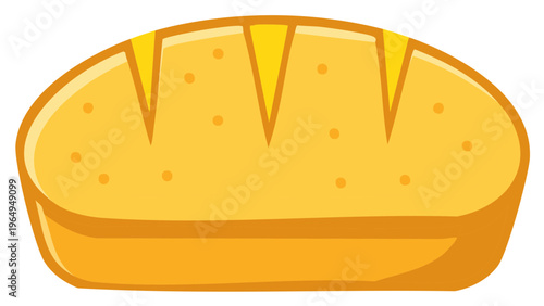 Golden brown loaf of bread with classic score marks and a smooth texture