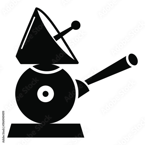Black and white illustration of a gramophone on a white background icon