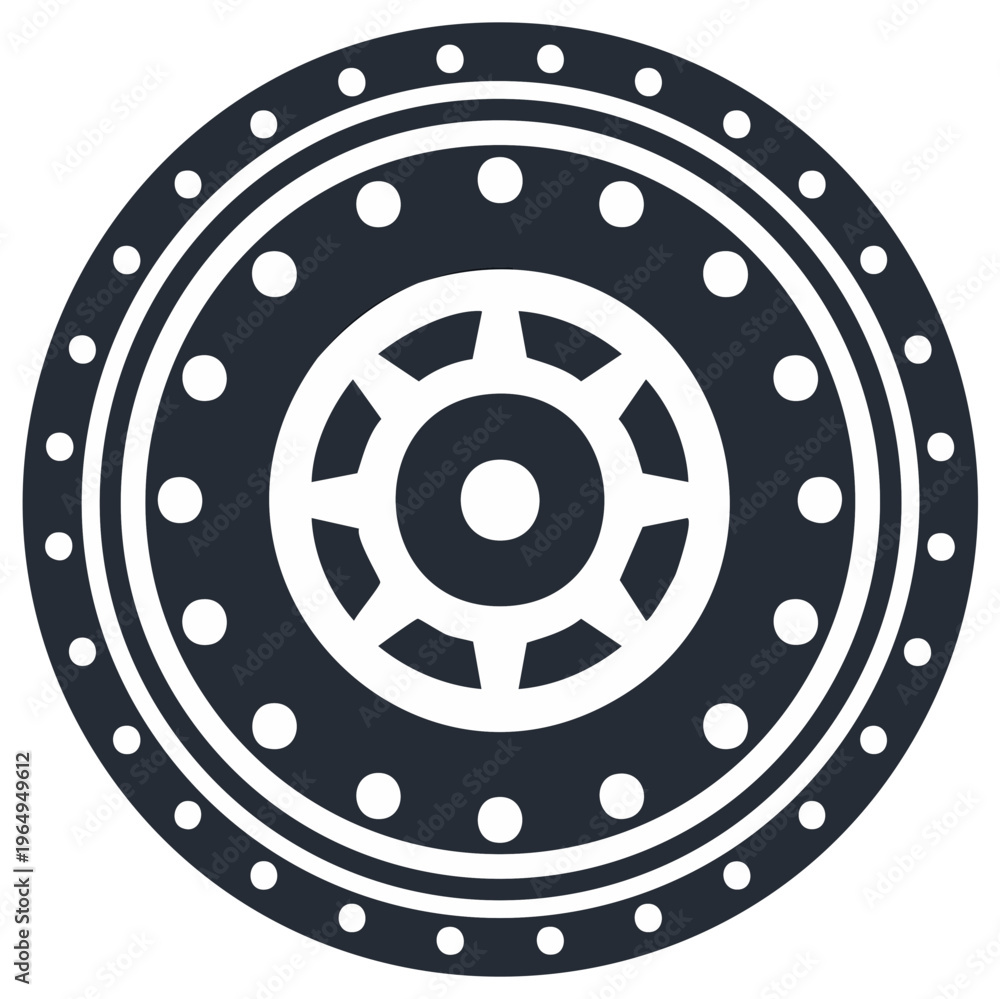 Obraz premium Stylized Wheel Vector Graphic with Radial Design and Circular Patterns