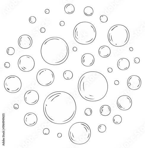 Scattered Hand Drawn Bubbles Pattern Lively Round Shapes Floating Gracefully