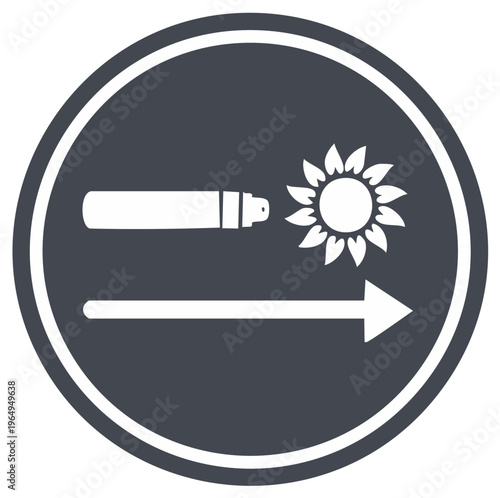 Insect Repellent Spray Towards Sun with an Arrow in Circular Design