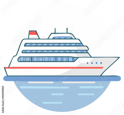 Modern cruise ship illustration for luxury ocean travel and holiday adventures