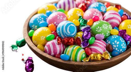 Colorful Easter candy, wrapped sweets, chocolate treats, holiday desserts
