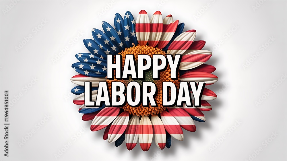 Obraz premium A colorful flower with the words happy labor day
