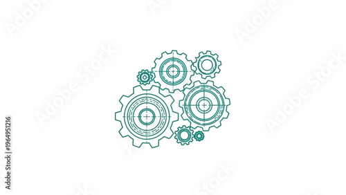 Interconnected Gears Mechanism System Illustration.