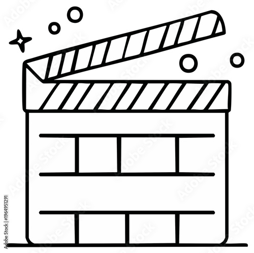 Simple Line Art Movie Clapper Board Ready for Action