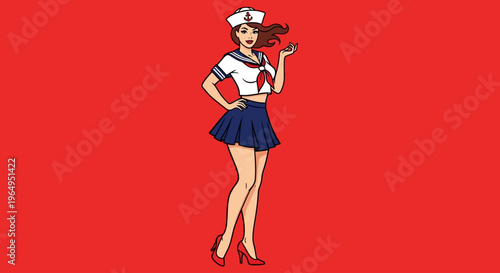 Sailor Vector Illustration Maritime Worker Character Nautical Uniform Seafarer Design
