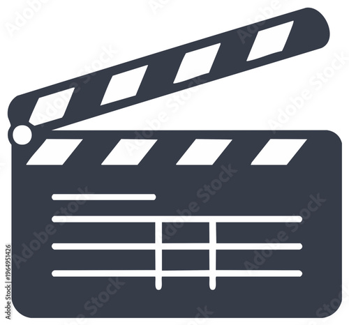 Film clapperboard icon representing movie production cinema and video making concept