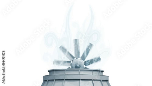 Industrial Cooling Tower with Large Fan.