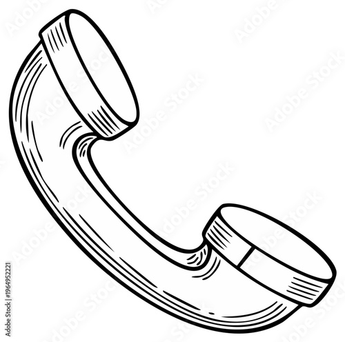 Illustration of vintage telephone handset, vector drawing, communication receiver, classic phone icon