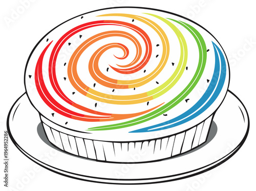 Colorful Swirl Cake on a Plate