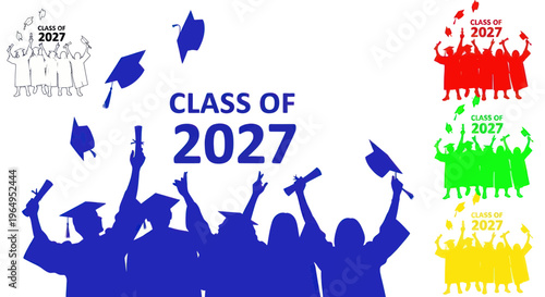 Class of 2027 Graduation Celebration - Students Throwing Caps and Diplomas