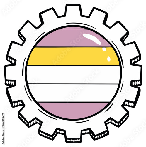 Gear with Nonbinary Pride Flag, Gender Equality Symbol, LGBTQ+ Concept