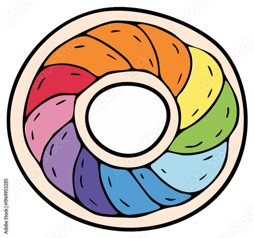 Colorful rainbow donut sweet treat delicious dessert celebration party vibrant confectionery
