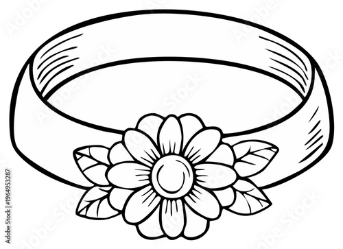 Hand Drawn Outline of a Flower Ring Symbolizing Love and Commitment