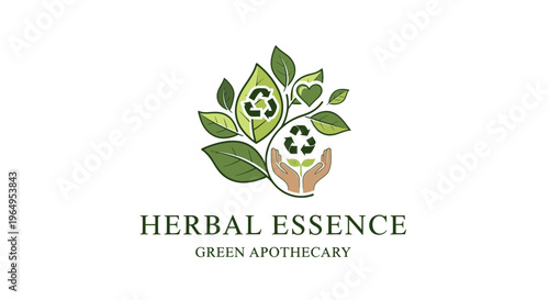 Herbal Essence Green Apothecary Logo Design.
