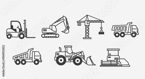 Heavy construction vehicles and machinery 3.