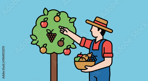 Man picking fruit from a tree.