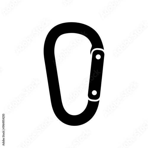 A black carabiner on a white background