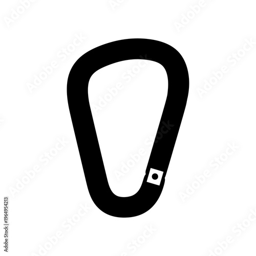 A black carabiner with a metal gate