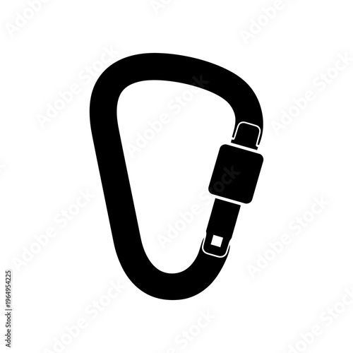 A black carabiner on a white background