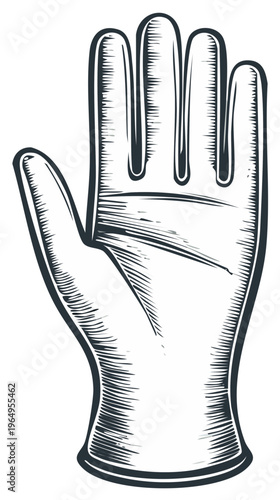 Engraved Style Protective Work Glove Symbol Illustration