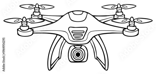 Outlined Quadcopter Drone with Camera for Aerial Photography and Filming