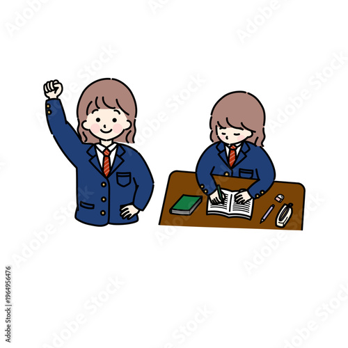 机に向かう学生1