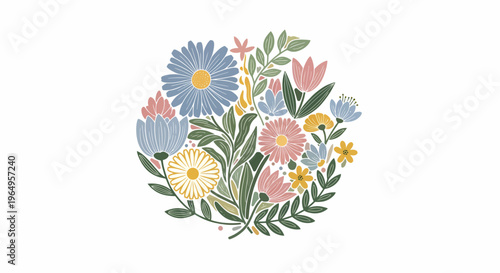 Colorful flowers in a bouquet.