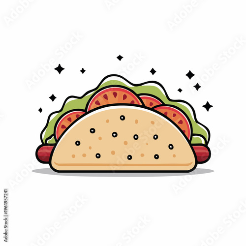 Fresh slices of tasty sausage, salami, and cheese sandwiches paired with a ripe, juicy watermelon vector illustration for a healthy summer food snack