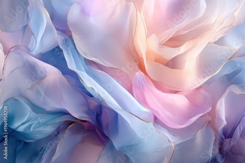 Wallpaper Mural Ethereal Swirl of Colors: Delicate, flowing fabrics dance in a mesmerizing ballet of pastel hues, evoking a sense of calm and gentle movement, offering a visual symphony of textures and tones. Torontodigital.ca