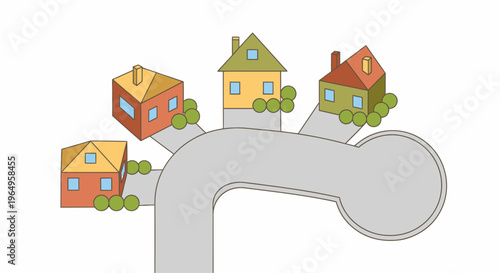 Colorful houses on a road.