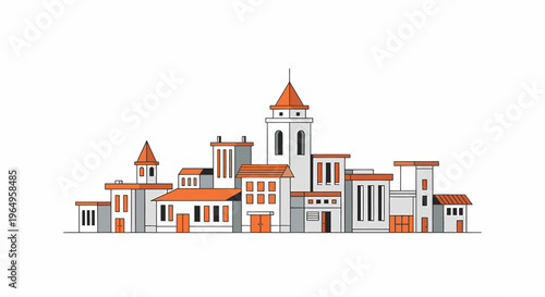 Colorful illustration of a town.