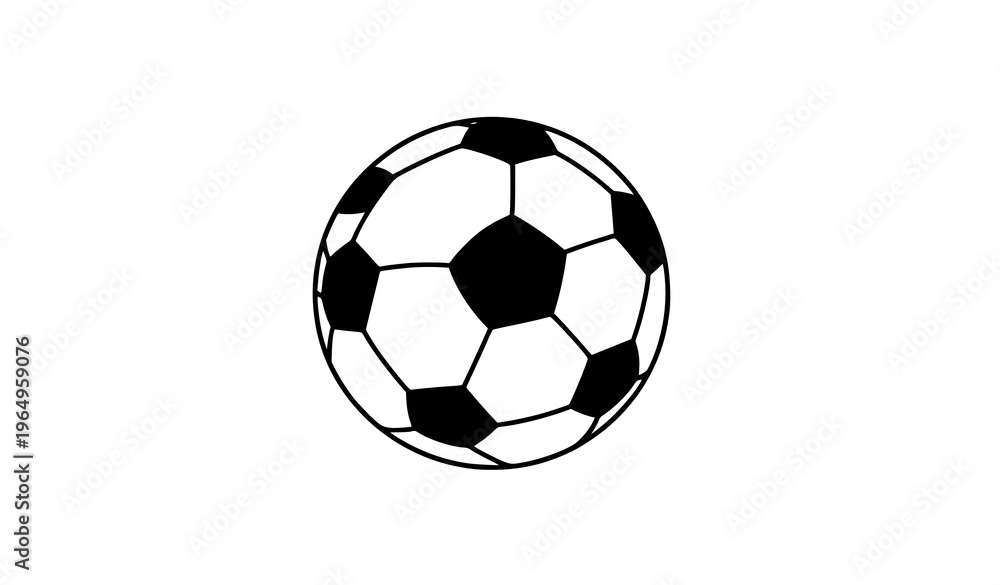 Fototapeta premium Simple Soccer Ball Icon Vector – Minimal Football Symbol Isolated on White Background