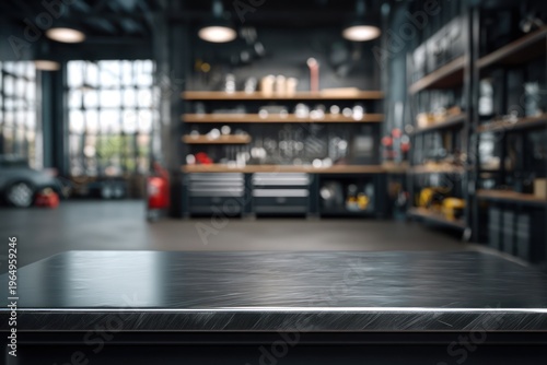 Workshop interior with tools and a table