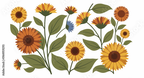 Colorful Sunflower Floral Arrangement Closeup.