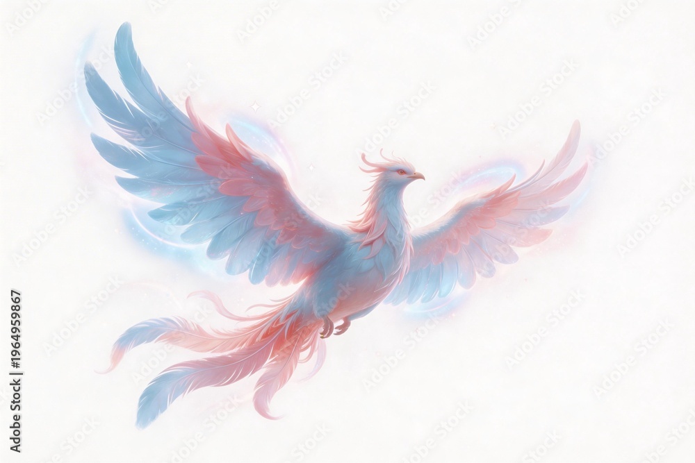 Obraz premium Mythical bird in flight with colorful wings