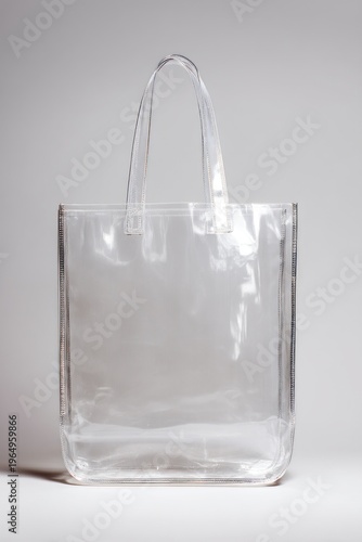 Transparent tote bag on white background