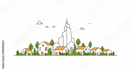 Illustration of a church town.