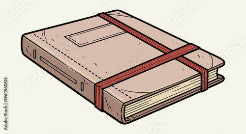 Brown leather bound book with strap.