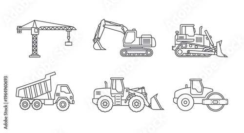Construction vehicles and equipment icons 6.