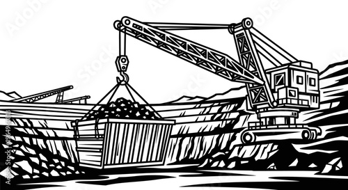 Large crane lifting heavy metal container.