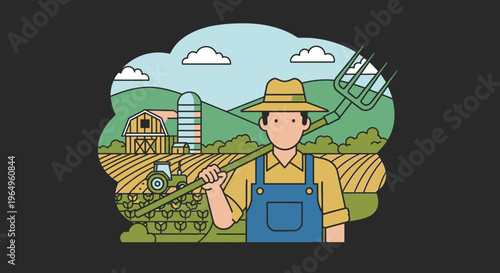 Man wearing blue overalls and hat.