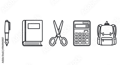 School supplies icons on white background 2.