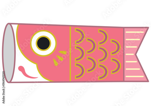 かわいらしいピンクの子鯉の単体イラスト こどもの日アイコン素材