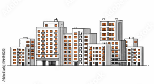 Modern apartment buildings cityscape architecture.