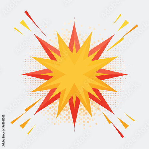 Bold pop art explosion graphic, capturing a vibrant burst of energy and dynamic visual impact