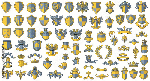 Heraldic Shields and Emblems Collection: Crests, Badges, and Symbols